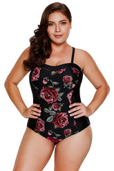 Blooming Rose Print Hourglass One Piece Swimsuit